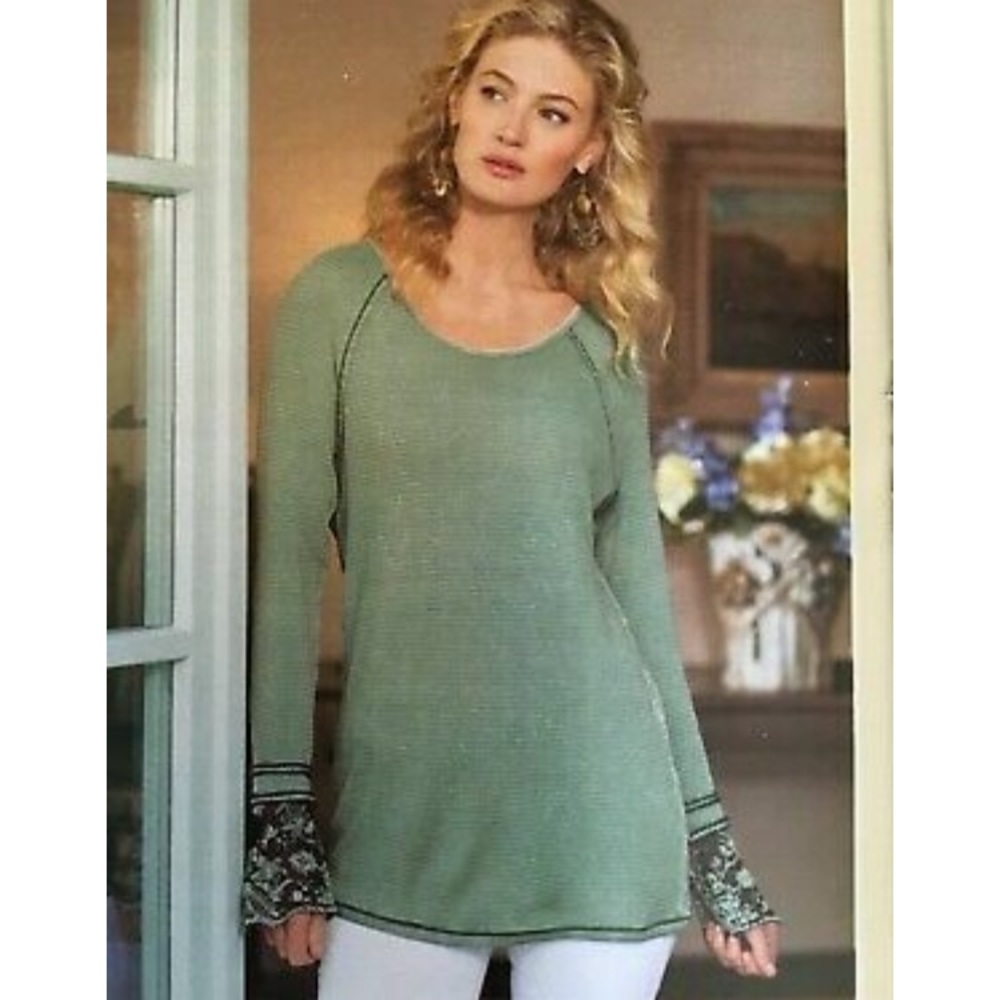 Soft Surroundings Misty Point Waffle Knit Top